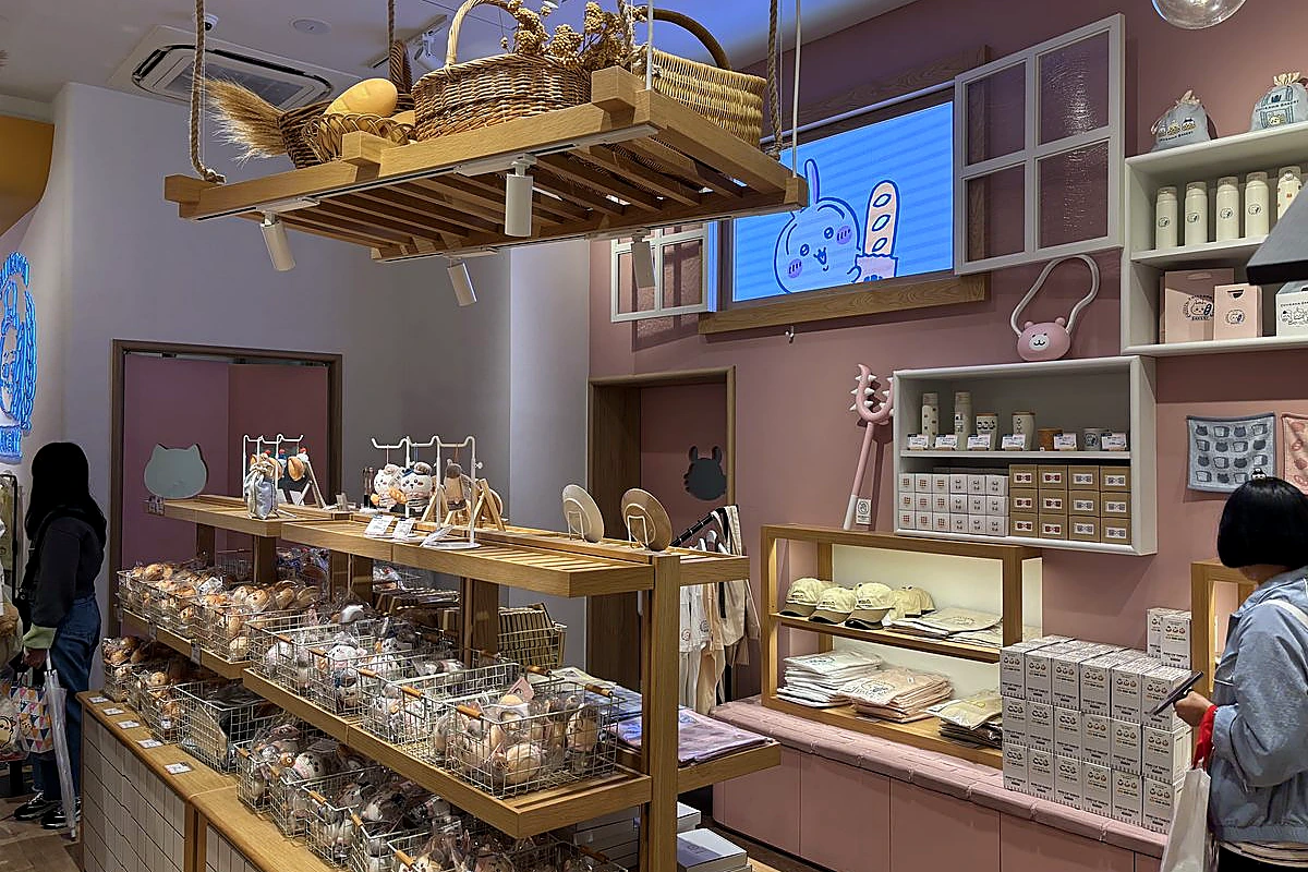 Chiikawa merchandise wall at a Chiikawa flagship store