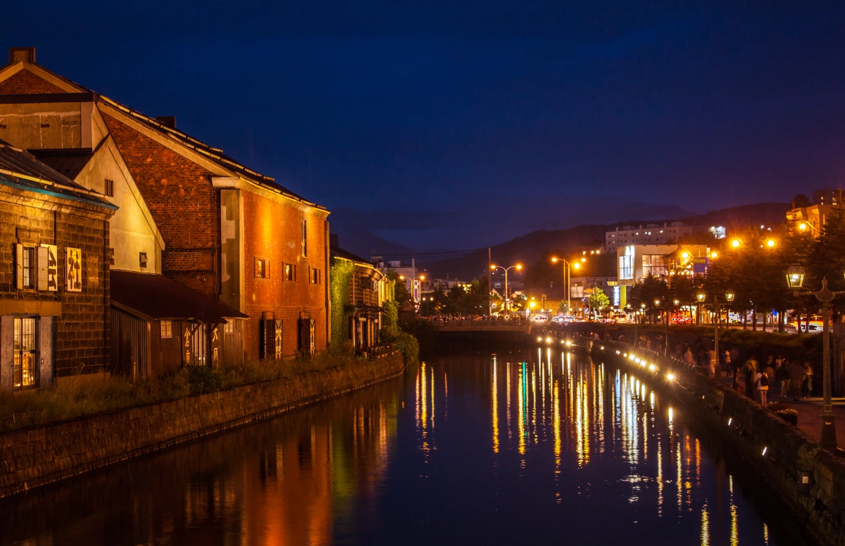 Otaru Canal in Hokkaido, the historic warehouse waterfront on the Sapporo follow-on itinerary that pairs cleanly with the Golden Kamuy Tokyo popup
