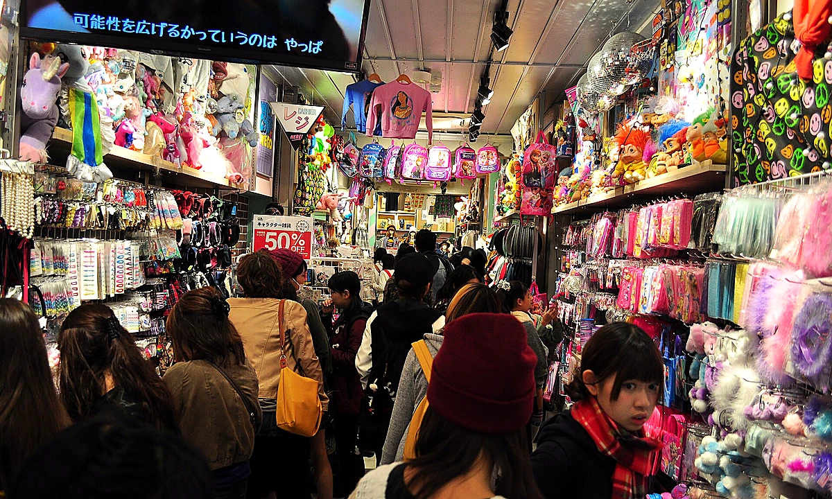 Harajuku street near JoJo World where the Stone Ocean cafe collaboration runs in spring 2026