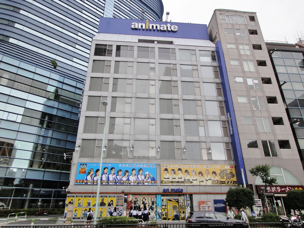 Animate Ikebukuro flagship anime store on Sunshine 60 Dori — the merch district that surrounds the motto cafe Ikebukuro 池袋店 venue running the parallel Ouran 20th Anniversary leg