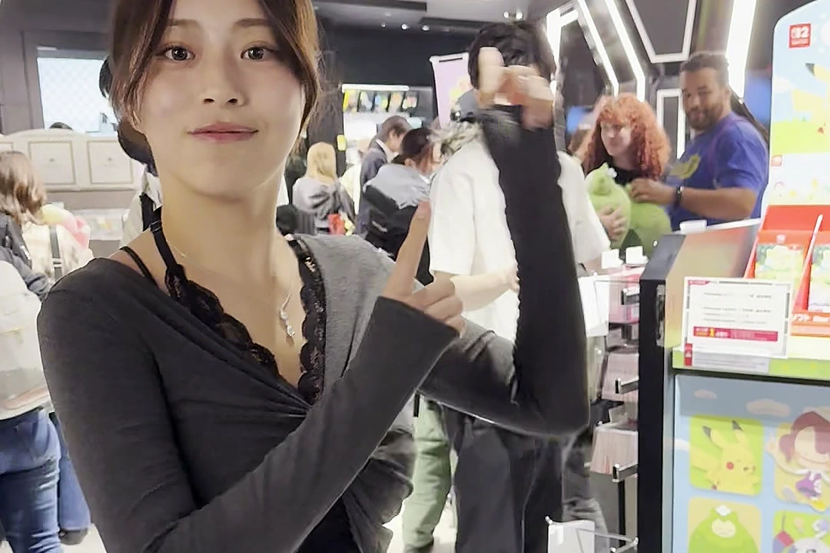 Pokemon Center merchandise display wall with Pikachu and other Pokemon illustrations, Shibuya 2026