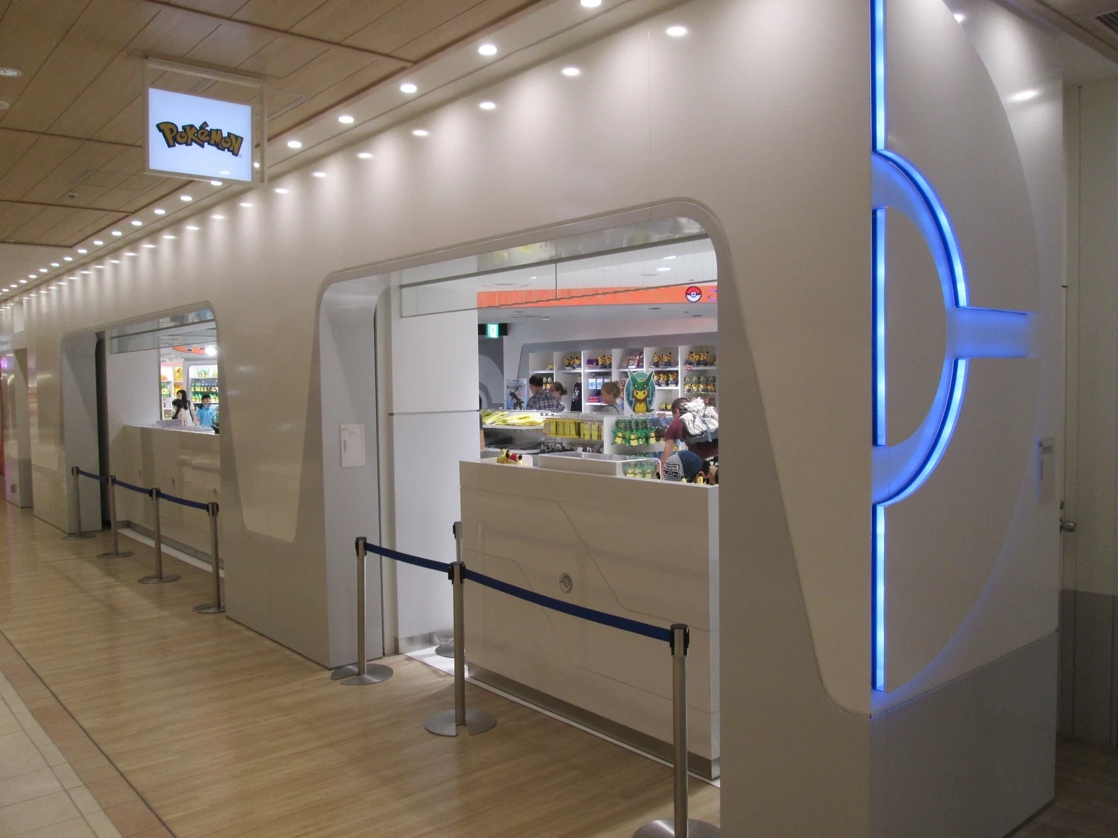 Pokémon Center Mega Tokyo interior. Pokémon merchandise display similar in scale to what visitors will find at PokéPark Kanto's Kayatsuri Town shops