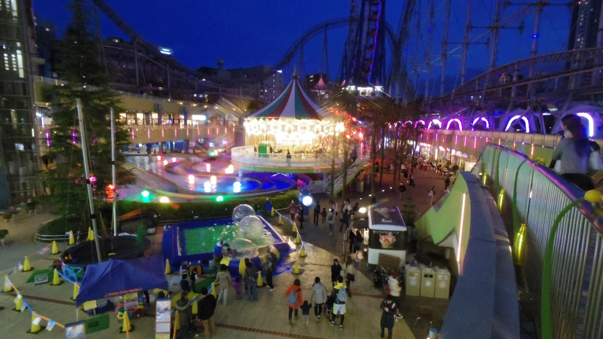 Tokyo Dome City Attractions theme park rides at the entertainment complex, the working tourist district that hosts THE Chara CAFE STAND for the World Trigger Festival 2026 takeover