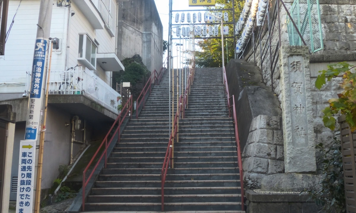 Suga Shrine stairs in Yotsuya, Tokyo, the iconic Your Name (Kimi no Na wa) ending-scene location