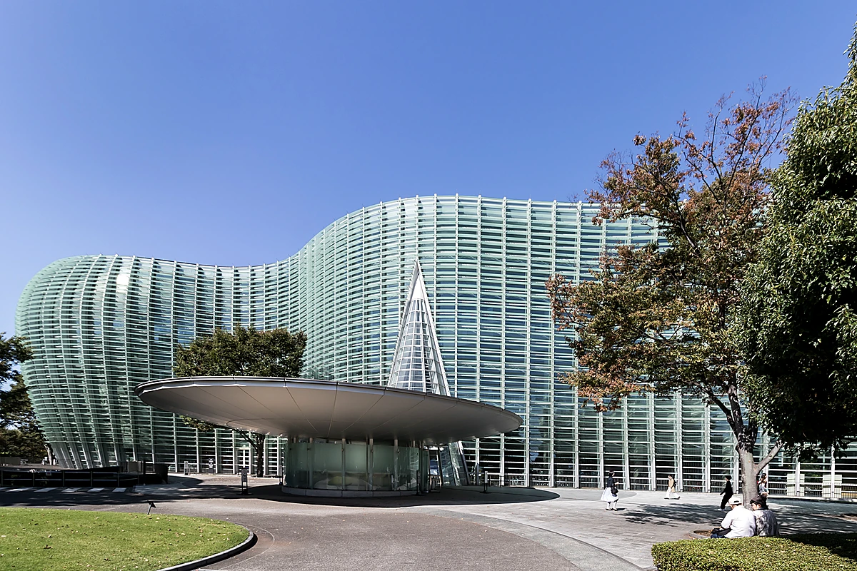 National Art Center Tokyo, the undulating glass facade designed by Kisho Kurokawa that appears in Your Name's Roppongi scenes